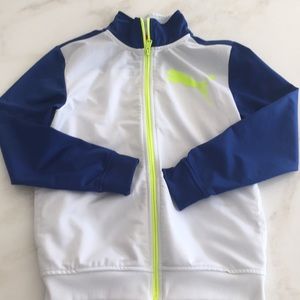 Puma Boys White/Blue Zip Front Jacket-Size Medium